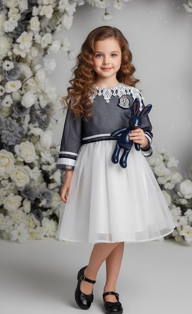Girls Two-Piece Outfit Set – Loose Fit Top & Sleeveless A-Line Dress for Autumn, Casual & Everyday Wear (Ages 3–10)