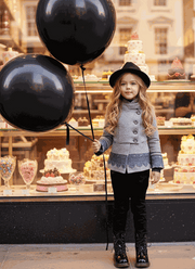 Girls black wool coat baby doll style warm winter jacket for ages 3-5 years