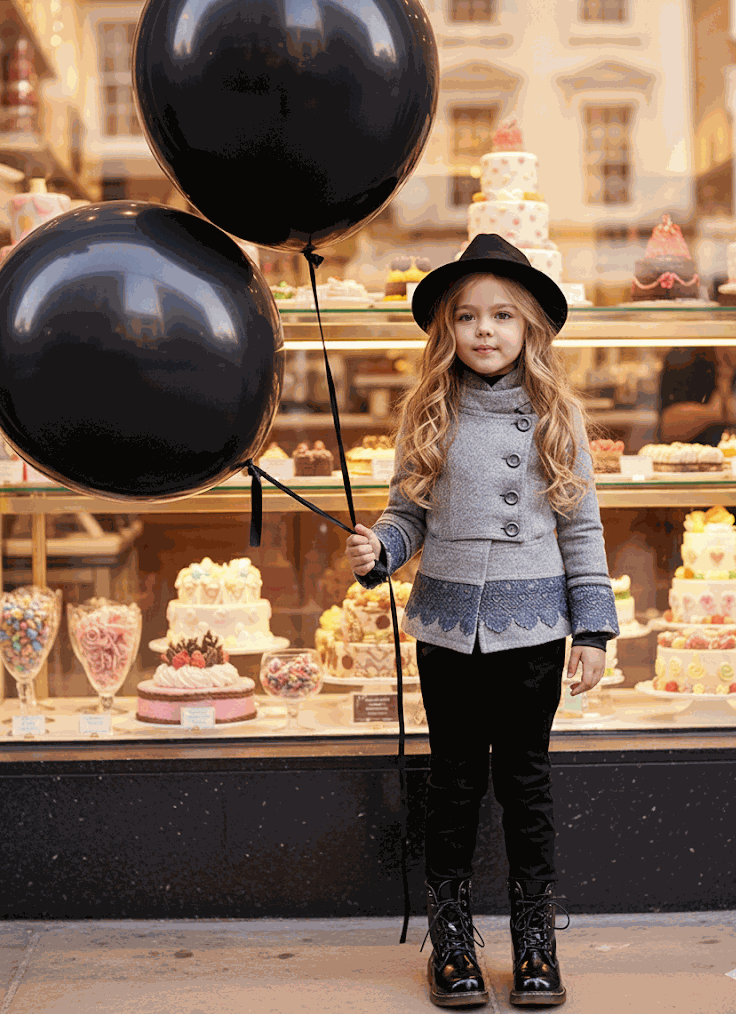 Girls black wool coat baby doll style warm winter jacket for ages 3-5 years