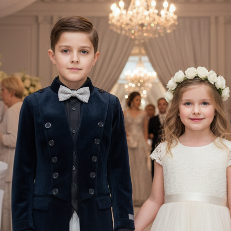 Boys Velvet Blazer False Two-Piece (3–14 Years) | Vintage Wedding Page Boy Dinner Jacket