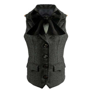 Girls vintage wool waistcoat with bow detail, elegant layering vest for ages 3–10