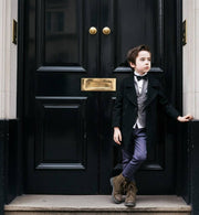 Boys black cashmere coat stylish tailored wool blend outerwear for ages 3-12 years