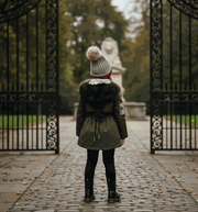 Girls' long padded winter coat with faux fur hood for ages 2-7 years