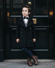 Boys black cashmere coat stylish tailored wool blend outerwear for ages 3-12