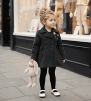 Toddler girl wearing warm wool-blend plaid winter coat with button closure, ages 3-5