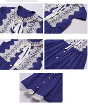 Girls Royal Blue Lace Occasion Dress – Vintage A-Line Cotton Dress for Weddings, Parties & Holiday Events (Ages 3–5)