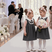 Vintage flower girl dress for baby girl wool blend sleeveless A-line toddler winter wedding dress