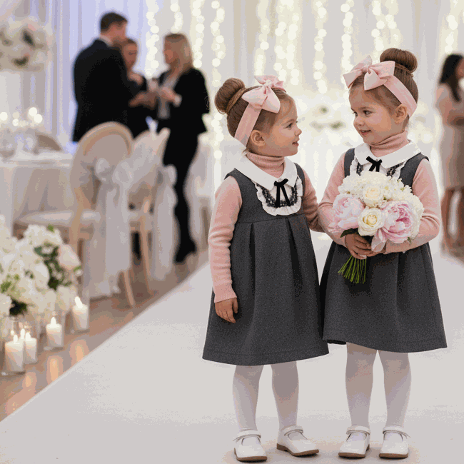Vintage flower girl dress for baby girl wool blend sleeveless A-line toddler winter wedding dress