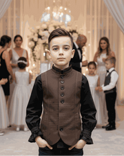 Boys vintage velvet waistcoat for ages 3-9, ideal for formal events and page boy outfits.
