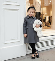 Girls vintage wool winter coat thick warm long overcoat for ages 3-9 years