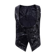 Boys black brocade waistcoat with tailored fit and V-neck for weddings and formal occasions ages 4-9