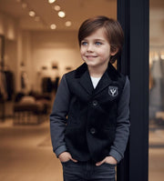 Boys white grey velvet blazer casual sport style jacket ages 3-7 years autumn spring