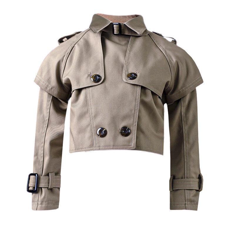 girl wearing cotton trench coat windproof jacket vintage style