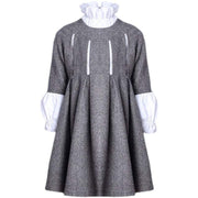 Girls vintage dress floral and grey A-line flower girl dress for weddings and autumn occasions