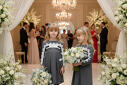 Girls Vintage Lace Dress with 3/4 Sleeves – Elegant A-Line Party & Flower Girl Dress for Weddings & Occasions (Ages 3–9)
