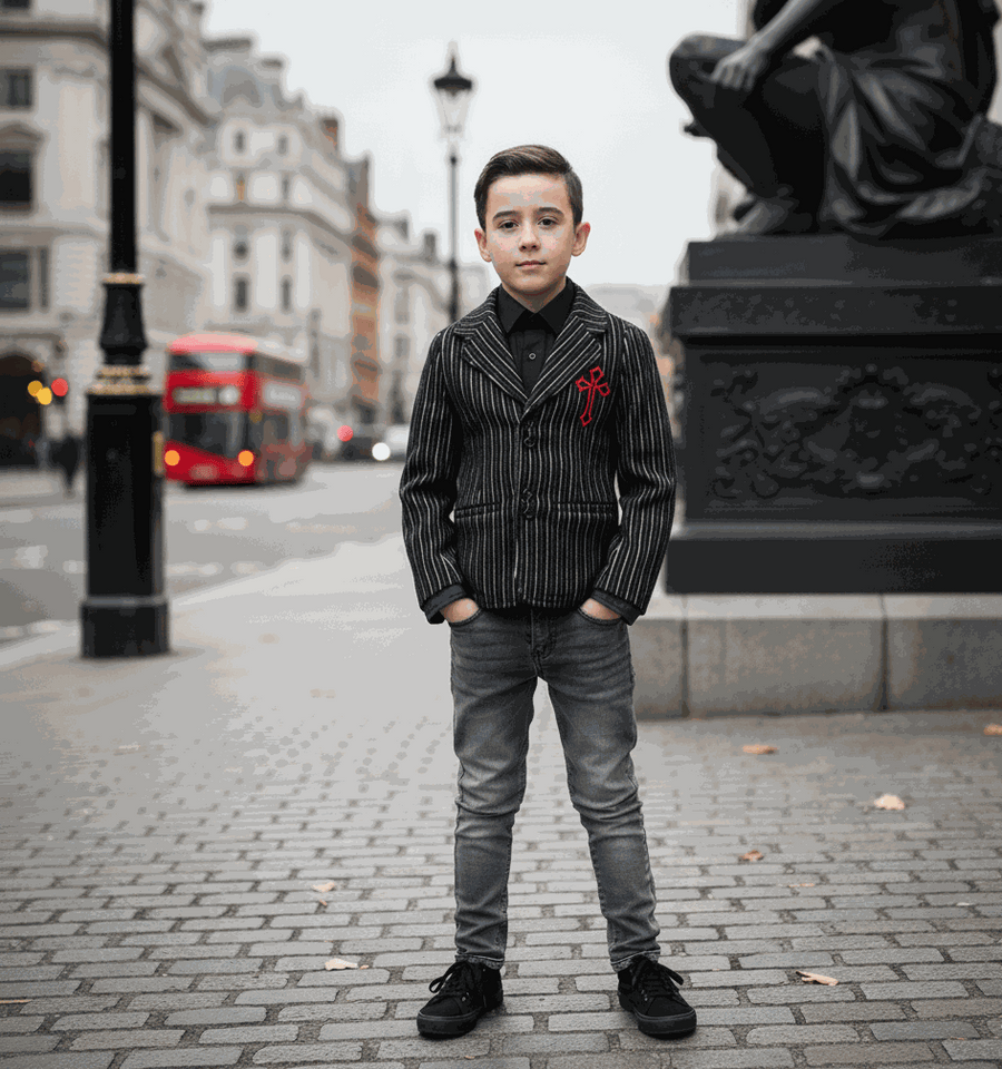 Boys black wool blazer vintage style winter jacket for kids ages 3-14