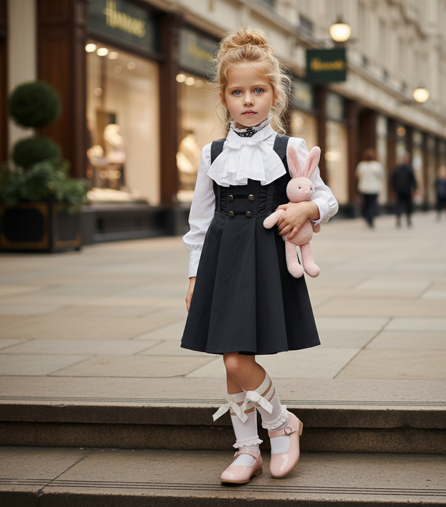 Girls Black Occasion Dress – Sleeveless A-Line Swing Dress for Weddings, Parties & Formal Events (Ages 4-5)
