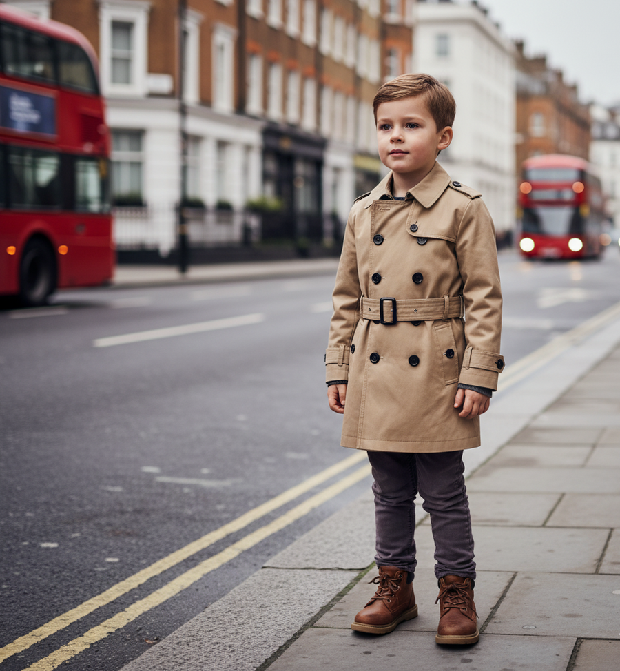 2025 autumn Kids Double-Breasted Cotton Trench Coat – Deluxe Wind Coat (4-7YRS)