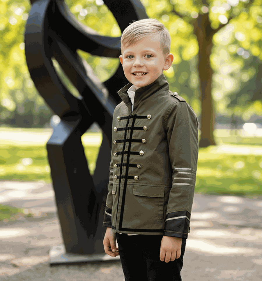 Kids boys military-style cotton trench coat casual jacket ages 3-10