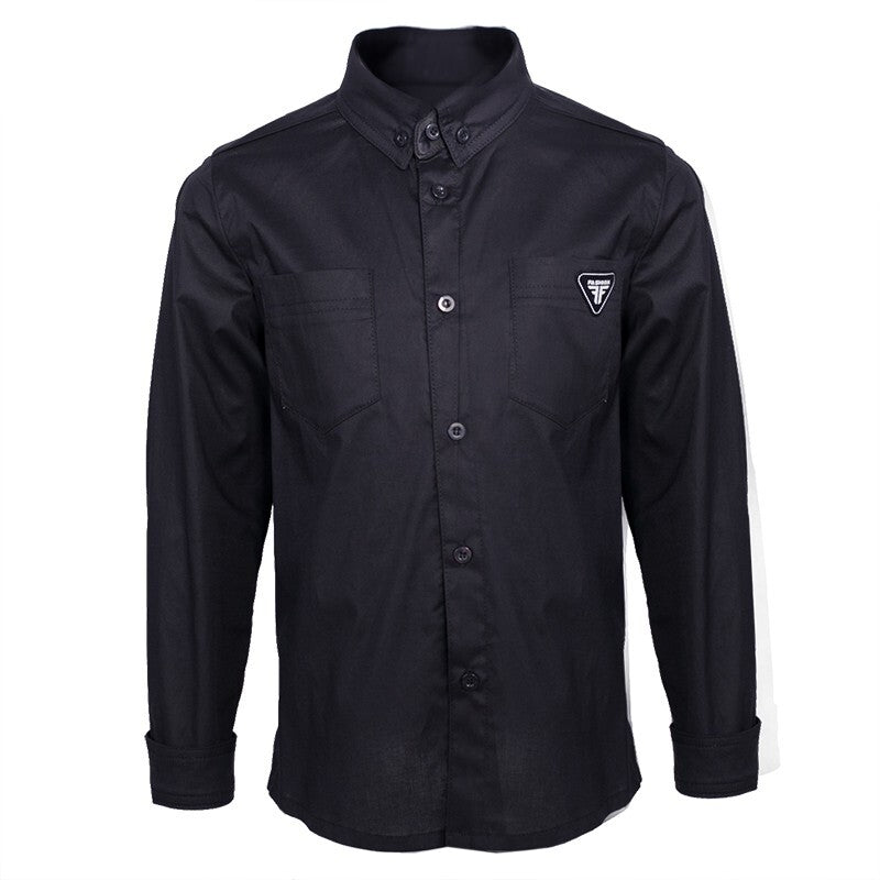 Boys Black Cotton Long Sleeve Shirt – Lightweight & Stylish Top for Ages 3-7 YeaBoys Black Cotton Shirt – Lightweight Long Sleeve Page Boy Shirt for Wedding & Formal Occasions (Ages 3–7)