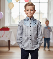 Vintage Cotton Long Sleeve Shirt for Boys – A Refined Classic for Occasions & Everyday Elegance (Ages 3–14)