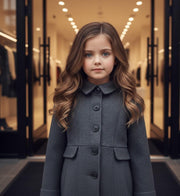 Girls vintage wool winter coat thick warm long overcoat for ages 3-9 years