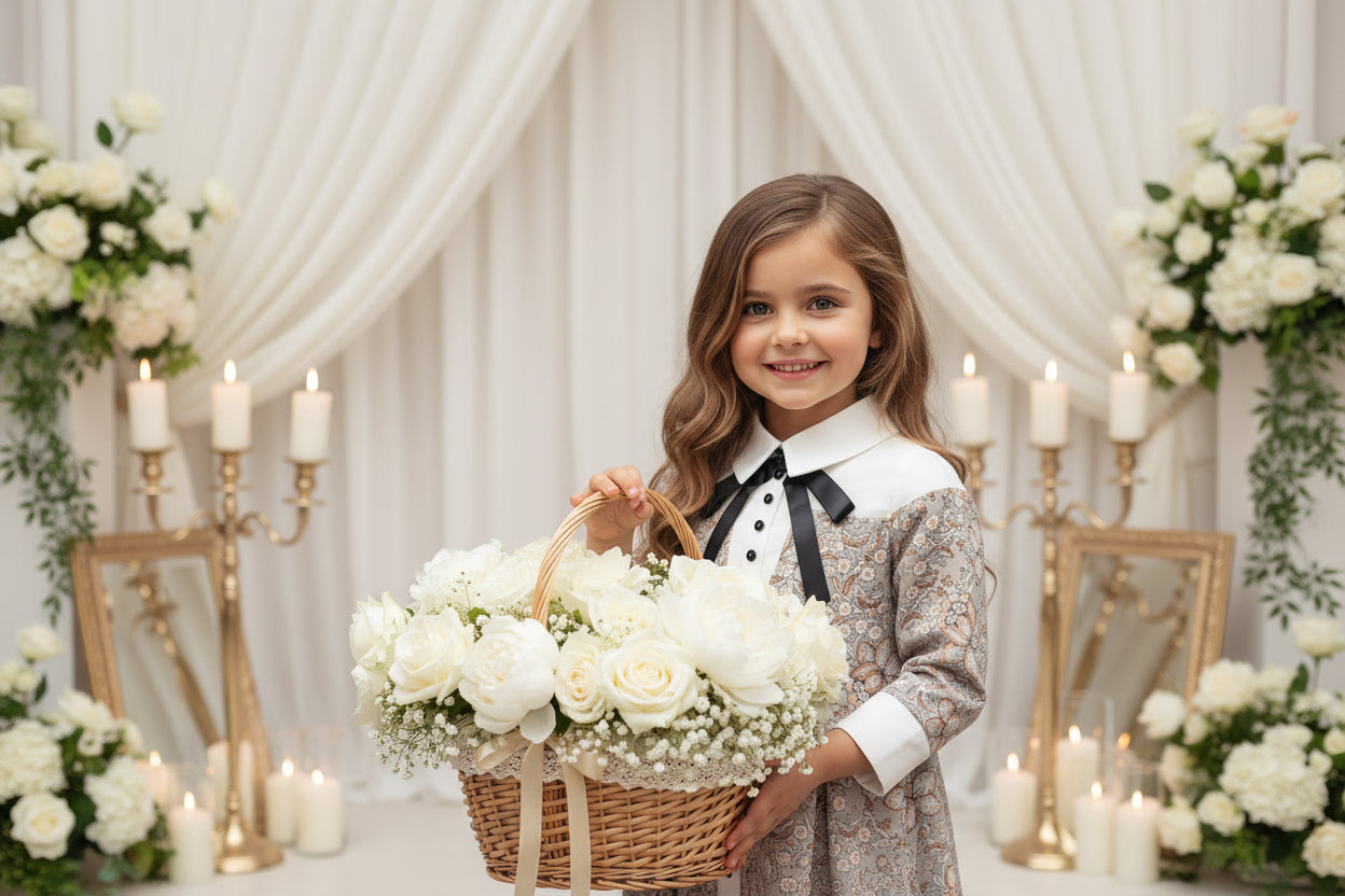 Vintage Floral Doll Collar Dress for Girls – A Refined A-Line Style for Special Occasions & Everyday Elegance (Ages 3–7)