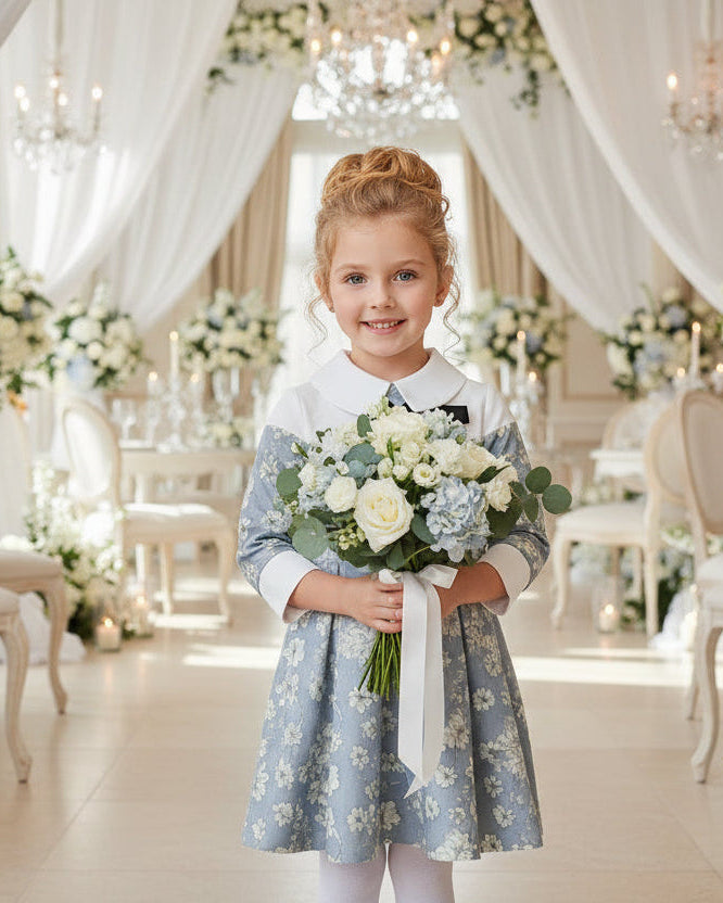 Vintage Floral Doll Collar Dress for Girls – A Refined A-Line Style for Special Occasions & Everyday Elegance (Ages 3–7)