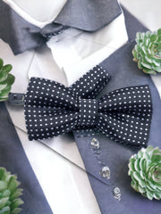 Boys Polka Dot Clip-On Bow Tie | Pre-Tied Formal Wedding & Party Accessory