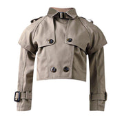 Girls' cotton trench coat windproof jacket for girls aged 4-14 years