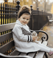 Cream orange girls woolen long winter coat for ages 3-10 with button closure and full lining