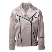 Boys' velvet jacket light grey and green color block stylish fall winter top for boys 3-10 years