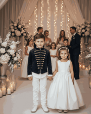 Luxury boys embroidered tuxedo blazer in velvet and satin for weddings and formal events ages 4-14 years