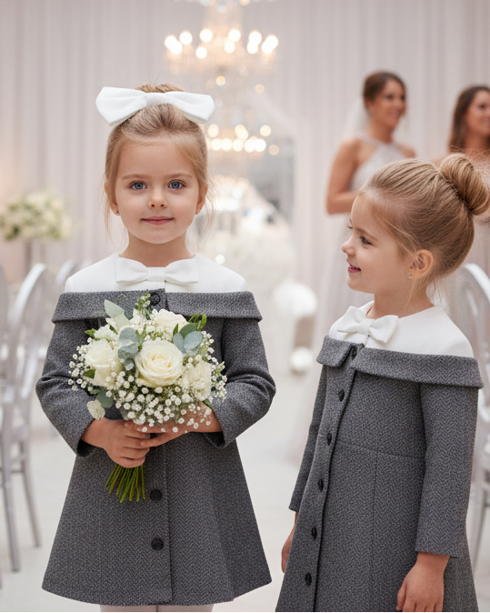 Vintage Wool Coat Dress for Girls (4–7 Years) | Elegant Flower Girl & Winter Occasion Dress