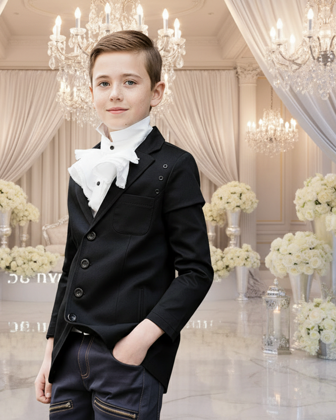 Classic Black Blazer for Boys – A Refined Jacket for School, Ceremonies & Everyday Elegance (Ages 3–12)