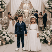 Boys navy velvet suit set with blazer and trousers for weddings and formal occasions