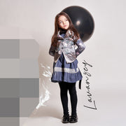 Girls Silver Grey Velvet Blazer with Lace Collar – Vintage Princess Jacket for Weddings, Parties & Formal Wear (Ages 3–10)