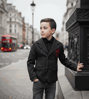 Boys black wool blazer vintage style winter jacket for kids aged 3-14 years