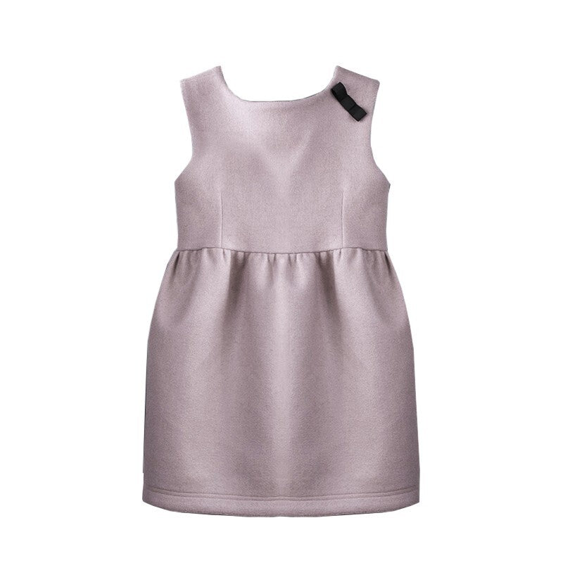 Girls Vintage Wool Vest Dress (2–10 Years) | Minimalist Flower Girl Baby Doll Mini Dress