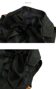 Girls vintage wool waistcoat with bow, elegant layering vest for ages 3–10, perfect for weddings and holiday parties