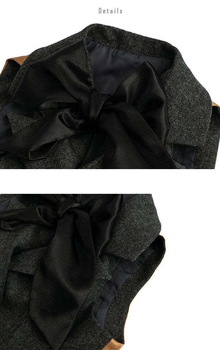 Girls vintage wool waistcoat with bow, elegant layering vest for ages 3–10, perfect for weddings and holiday parties