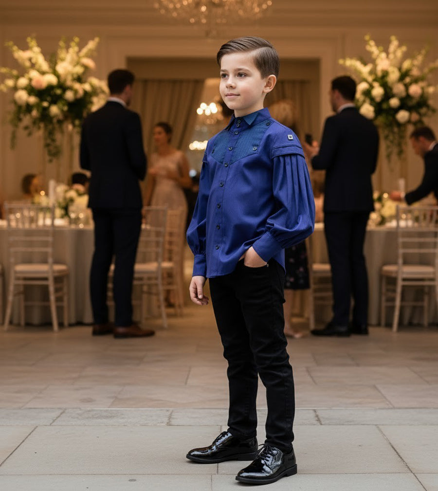 Vintage Cotton Long Sleeve Shirt for Boys – A Refined Classic for Occasions & Everyday Elegance (Ages 3–14)