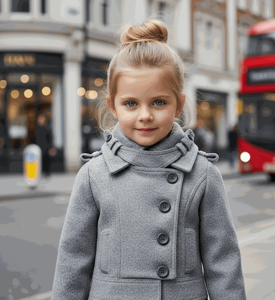 Girls black wool coat baby doll style winter outerwear ages 3-5 years
