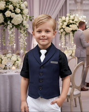 Boys Vintage Navy Waistcoat with Peter Pan Collar (3–7 Years) | Formal, School & Occasion Vest