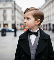 Boys black cashmere coat stylish wool blend outerwear for ages 3-12 years