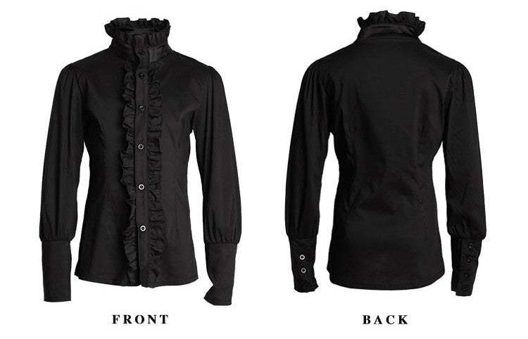 Boys black cotton shirt with vintage prince collar and long sleeves for formal and smart casual wear aged 3-5 years