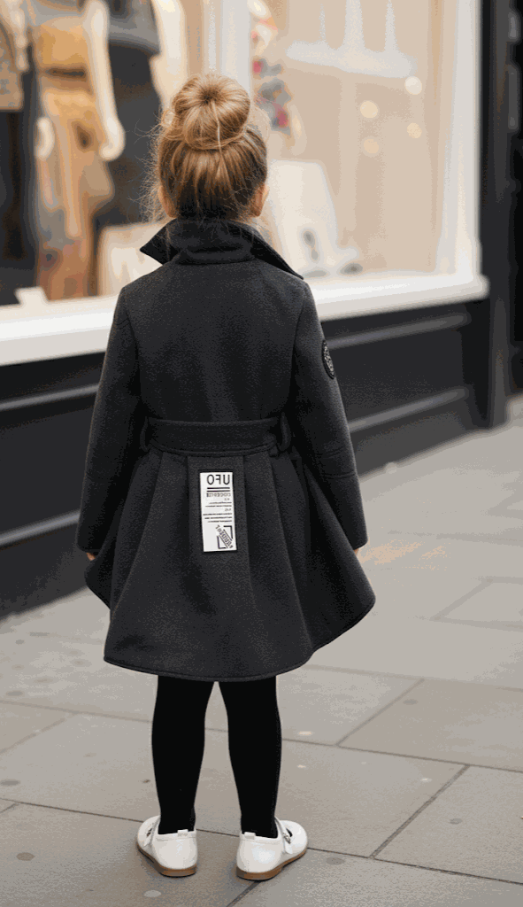 Toddler girl wearing a warm wool-blend long plaid winter coat aged 3-5 years