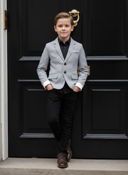 Boys Grey Casual Blazer with Double Cuffs (3–10 Years) | Smart Casual & Party Jacket