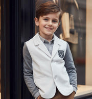 Boys white grey velvet blazer casual sport style jacket for ages 3-7 years autumn spring