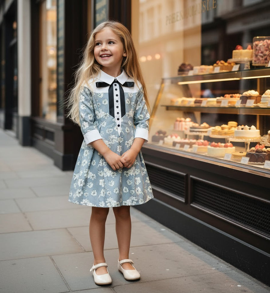 Vintage Floral Doll Collar Dress for Girls – A Refined A-Line Style for Special Occasions & Everyday Elegance (Ages 3–7)